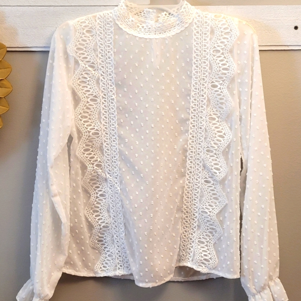 White Blouses, Shein, Small, White